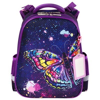 Ранец ЮНЛАНДИЯ EXTRA, с дополнительным объемом, "Colorful butterfly", 38х29х18 см, 270674