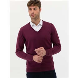 Bordeaux Slim Fit v Yaka Basic Knitwear Казах