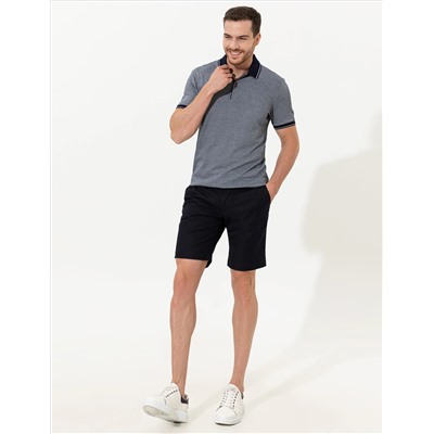 Бермудские шорты с темно -синим Slim Fit Bermud