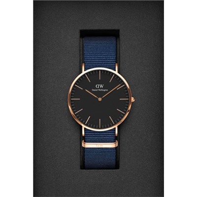 Reloj de cuarzo de tela y chapado en oro rosa Bayswater
