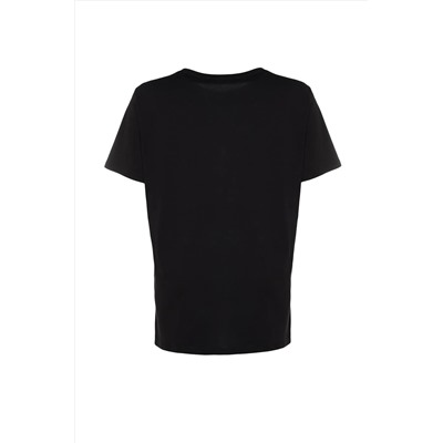Черный парень Fit Slogan Печатный велосипедный воротник 100 %хлопковой вязание крупноразмерное футболка TBBSS23BF00022