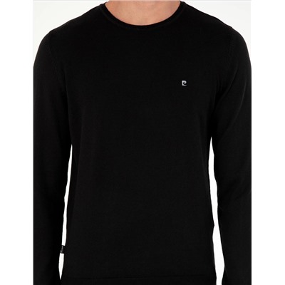 Black Slim Fit Bike Neck Basic вязаный свитер