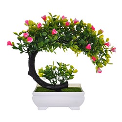TCV022-06 Искусственное растение Бонсай Вишня в горшке, 20х18х12см, цвет розовый