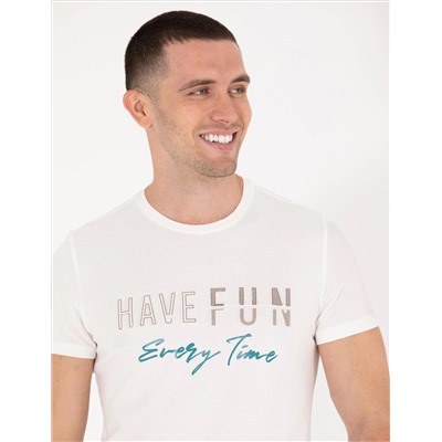 Ekru Slim Fit Printed Bike Bike T -For