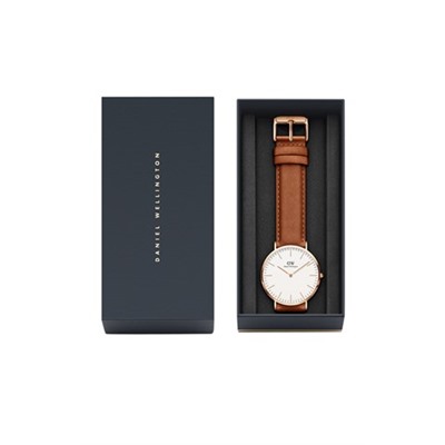 Reloj de cuarzo de piel y chapado en oro rosa Classic Durham