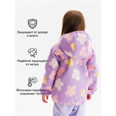 Ветровка на флисе для девочек KAFTAN «Цветочек», рост 104 см