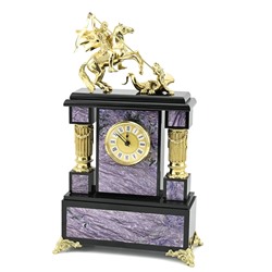 Часы каминные из чароита "Георгий Победоносец" 210*90*350мм
