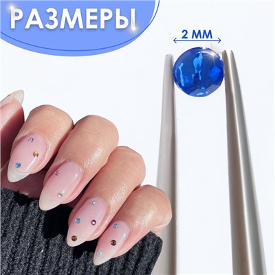 Стразы для декора, 12 ячеек, 2 мм, разноцветные