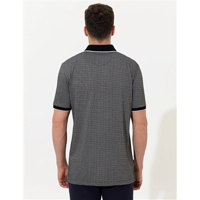 Черный обычный посадка Polo Yaka Pocket T -For -