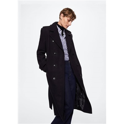 Trench lana virgen oversize -  Mujer | MANGO OUTLET España