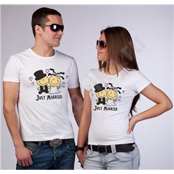 Футболка женская свадебная "Just married" человечки SALE