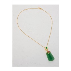 Светло-зеленое колье-цепочка из натурального камня 23SX800012