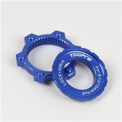 Адаптер тормозного диска (ротора) Six-hole (6 болтов) под крепление втулки Centerlock hub. TOOPRE CLDA-01 Комплект адаптер+ чашка. Синий