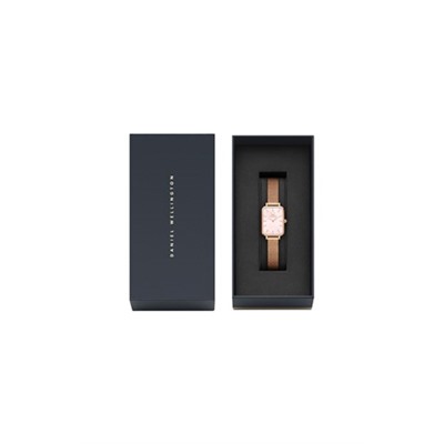 Reloj de cuarzo de acero Quadro 20 x 26 mm - Rosa dorado y rosa