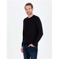 Black Slim Fit Bicycle Neck Sheam Смешанный базовый вязаный свитер
