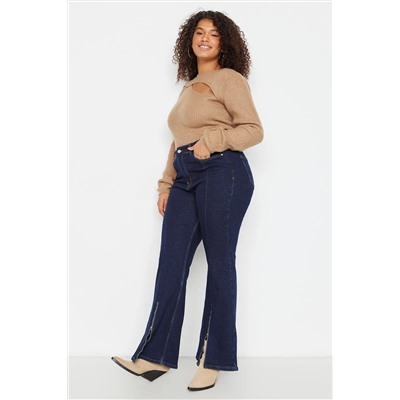 Синяя высокая талия Totes Totes Zipper Flare Jeans TBBAW23CJ00041