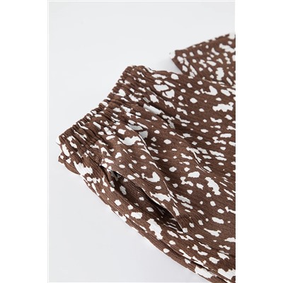 Brown Patchered Bedting Широкая нога Bürümcük вязание брюки большого размера tbbaw25ar00017