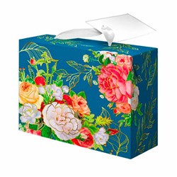 Пакет-коробка подарочный (1 штука) "Цветы", 22,5х13,5х20 см, тиснение фольгой, ламинация, 90078