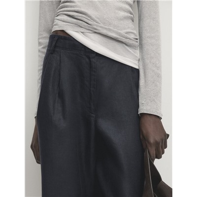 Pantalón doble pinza 100% lino