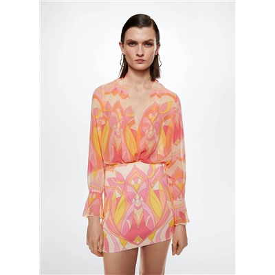 Blusa fluida estampada -  Mujer | MANGO OUTLET España