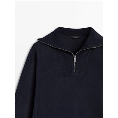 Sudadera cuello mock cremallera