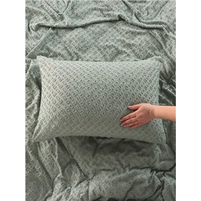 Постельное бельё LoveLife Tufting 1,5сп "Квадрат" 143*215см,150*230см,50*70см-2шт, цвет зеленый, 110 г/м2
