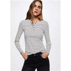 Camiseta rayas botones -  Mujer | MANGO OUTLET España