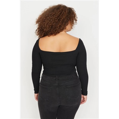 Black Fittili Biye Подробная вязаная блузка TBBAW23AF00118