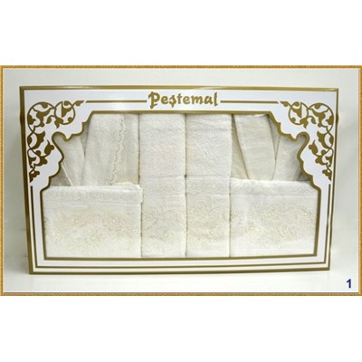 Халат Pestemal 2 шт.муж./жен. c полотенцами 50*90(2)/70*140(2)/L В 319 (Акция)