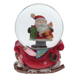 Фигурка декор в стекл шаре "Дед Мороз" (муз с ключ), D10 см, L11 W9 H14 см