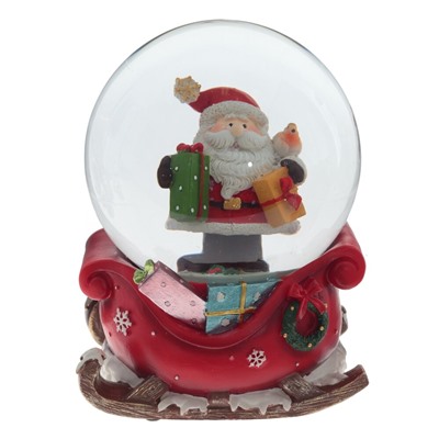 Фигурка декор в стекл шаре "Дед Мороз" (муз с ключ), D10 см, L11 W9 H14 см