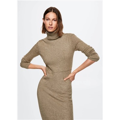 Vestido punto cuello vuelto -  Mujer | MANGO OUTLET España