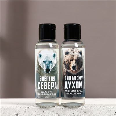 Подарочный набор новогодний ЧИСТОЕ СЧАСТЬЕ «Сильному духом»: гель для душа и шампунь для волос, 2х100 мл