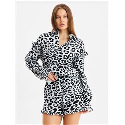 Комплект домашний женский (рубашка, шорты) KAFTAN «Муслин: leopard» размер 44-46