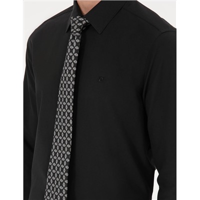 Black Slim Fit Basic рубашка с длинным рукавом