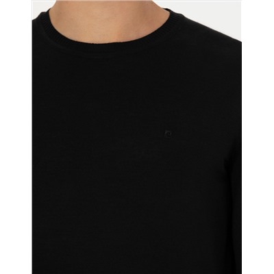 Black Slim Fit Bicycle Neck Sheam Смешанный базовый вязаный свитер