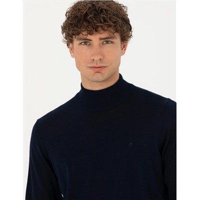 Navy Blue Slim Fit Half Fisherman воротнич