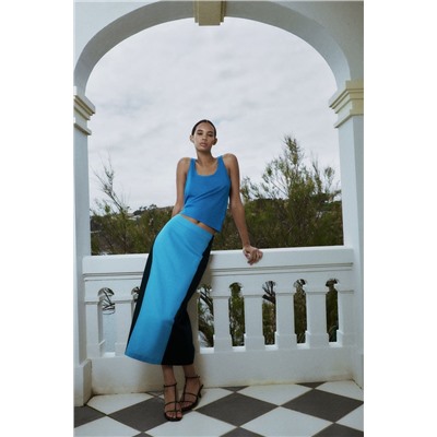 COLOUR BLOCK MIDI SKIRT