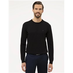 Black Slim Fit Bike Neck Basic вязаный свитер