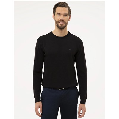 Black Slim Fit Bike Neck Basic вязаный свитер