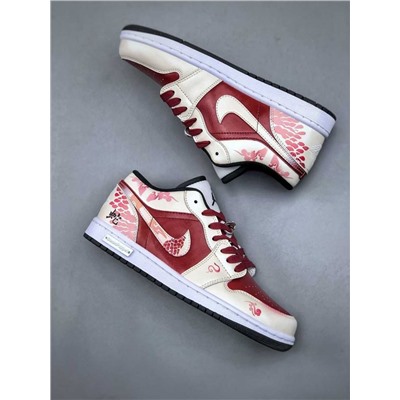 Баскетбольные кроссовки Air Jordan 1 Low, выполненная по индивидуальному заказу синхронизация Года змеи