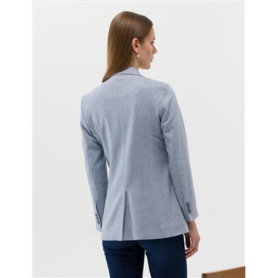 Blue Linen Lixed Cruve Jacket