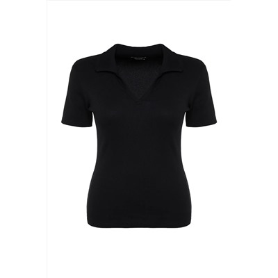 Черный поло Яка, сидящий на теле Wicking Blouse TBBSS22BZ0750