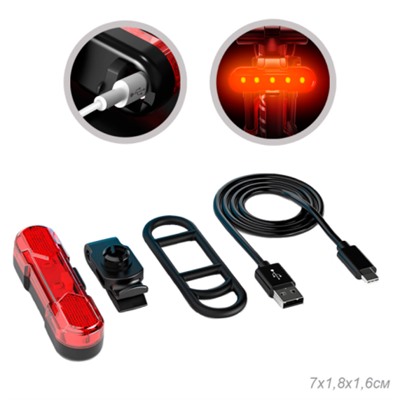 Фонарь задний COMIRON TA10 корпус: ABS, IPX5; свет: COB(5LED), 80lm; аккум: 220mAh, USB; четыре режима, поворотный на 360С. /уп 10/500/