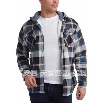 Мужская куртка-рубашка с шерпой внутри и несъемным капюшоном Quiksilve*r 👕  Экспорт
