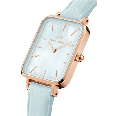 Reloj de cuarzo de piel, nácar y chapado en oro rosa - Celeste