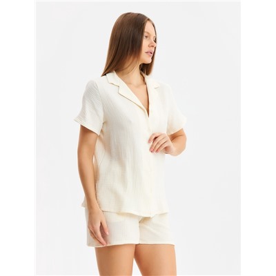 Комплект домашний женский (рубашка, шорты) KAFTAN Basic размер 44-46, молочный