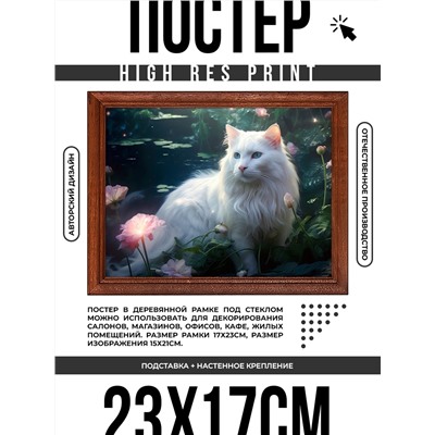 POSG-0341 Постер в рамке 23x17см Белый кот