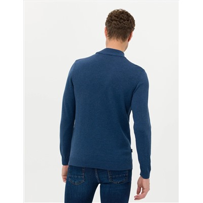 Indigo Melanj Slim Fit Half Fisherman воротник Основной вязаный свитер