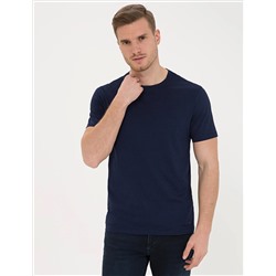 Темно -темно -синий Slim Fit Bicycle Yaka Basic T -For